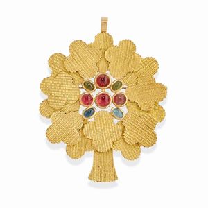 Pendente spilla con pietre di colore