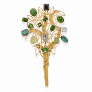 Spilla con pietre di colore 