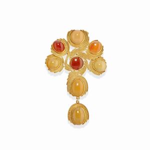 Pendente spilla con pietre di colore 