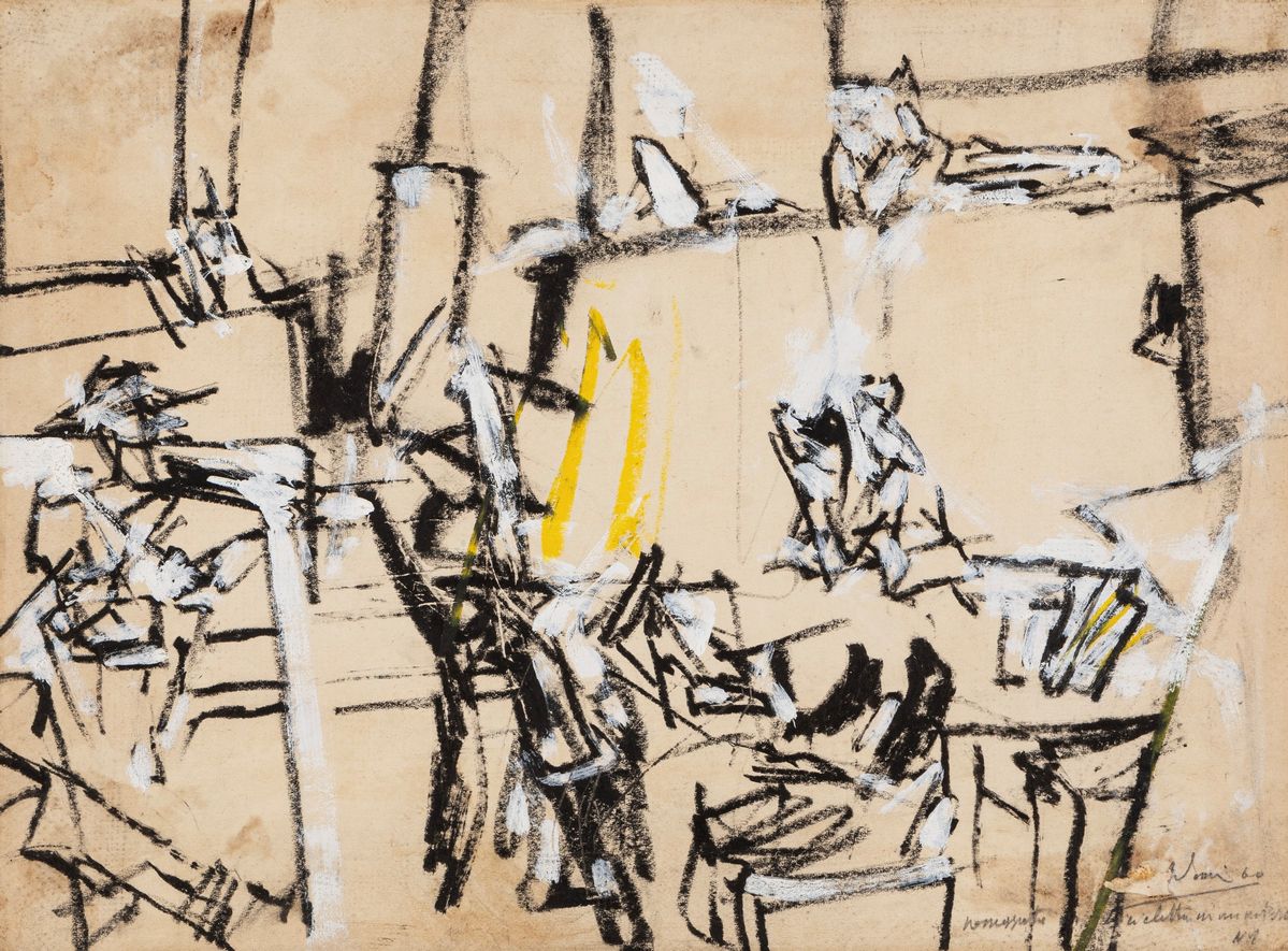Valerio Adami - Fatto n. 2, tempera su carta applicata su tela