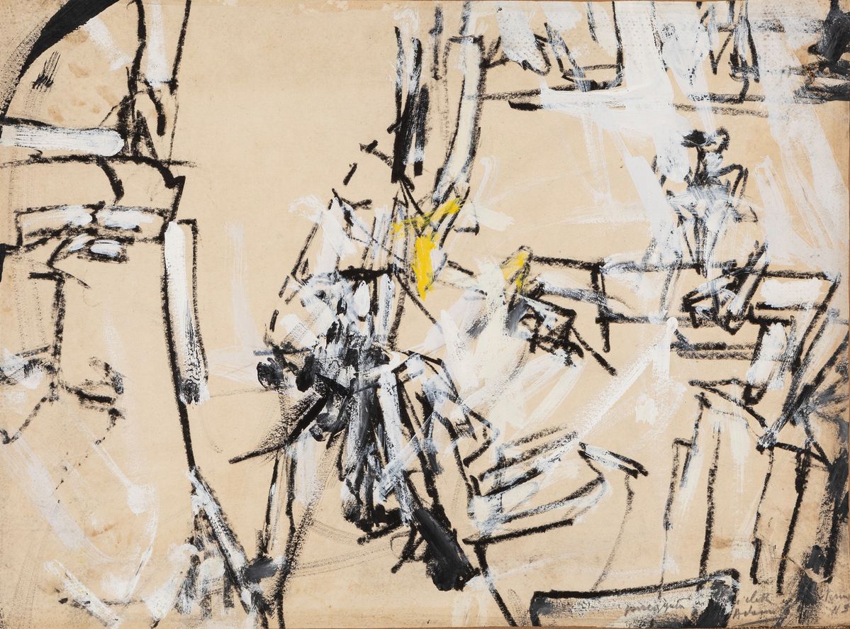Valerio Adami - Fatto n. 2, tempera su carta applicata su tela