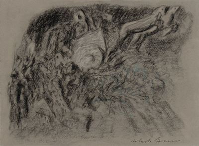 Carro, tecnica mista su carta grigia, 1982