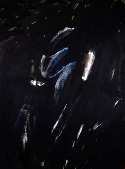 Lampo d'azzurro, tempera acrilica su tela