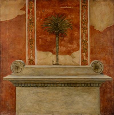 L'altare del poeta - (La palma Suprema), olio su tela, cm 80 x 80