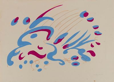 Composizione, tempera, matita e pennarello su carta