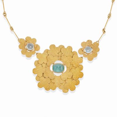 Collana con acquamarine in oro giallo 18k