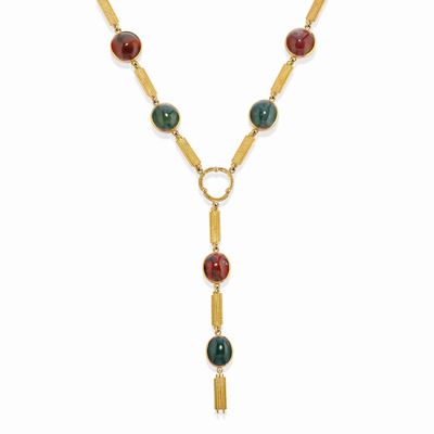Collana in oro giallo 18k con pietre di colore