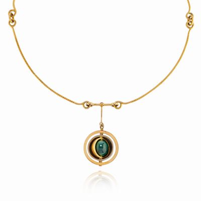Collana in oro giallo 18k con malachite
