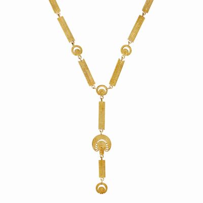 Collana in oro giallo 18k con motivi martellati