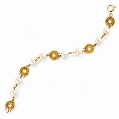 Bracciale in oro giallo 18k con perle coltivate