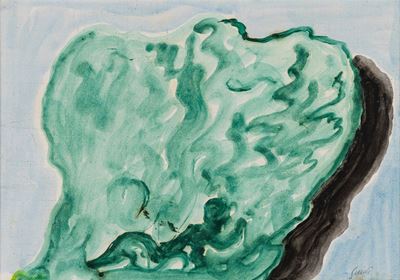 Senza titolo - Tempera su carta applicata su tela