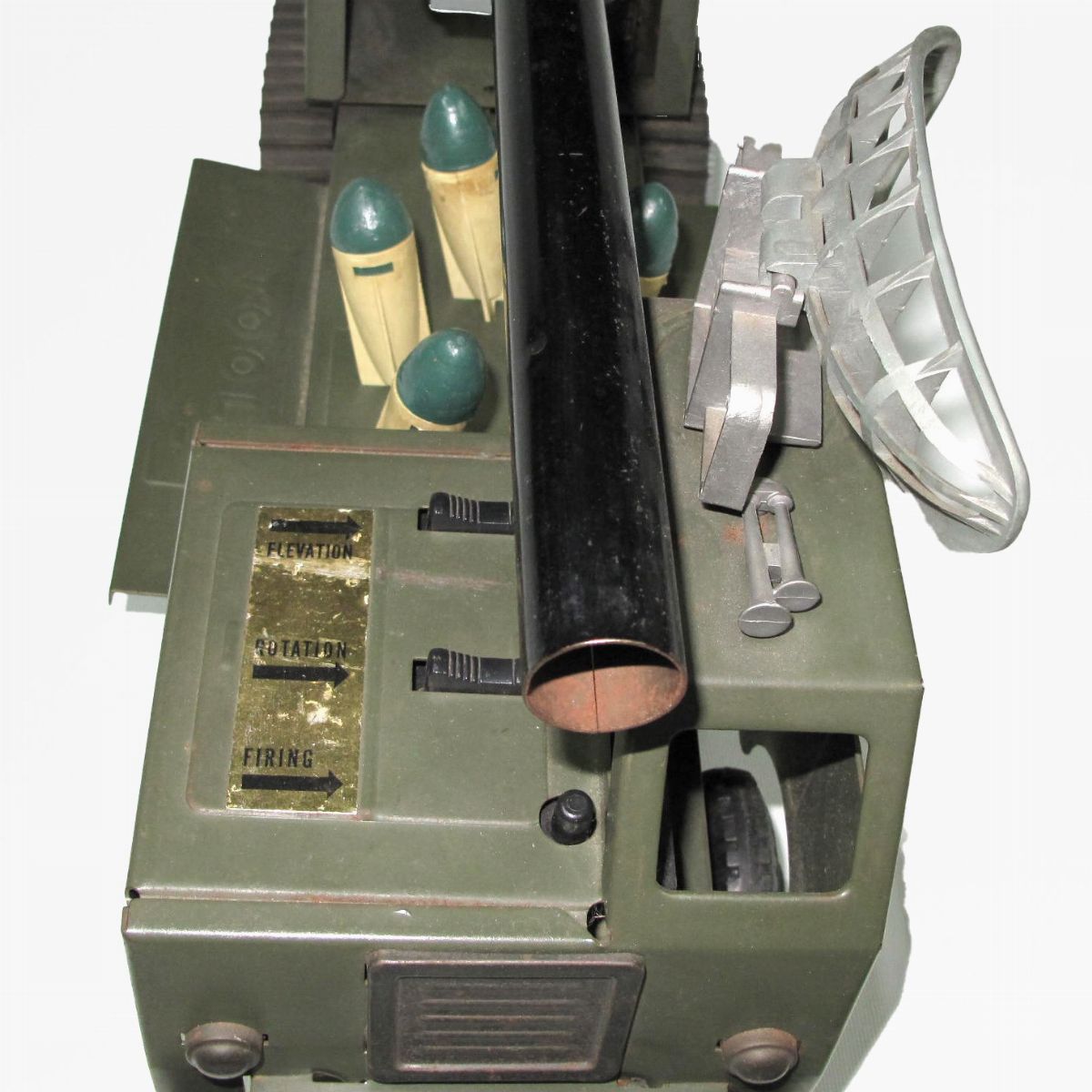 Primers Tools - Giocattolo Cingolato lanciarazzi, lamiera e plastica, 1940