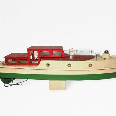 Yacht in legno, carica molla, 1950