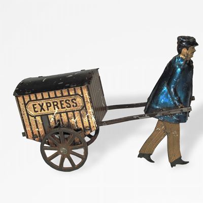 Omino con carretto Express, latta litografata, 1912-1914