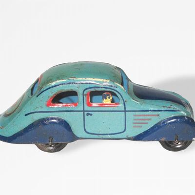 Auto modello aerodinamico, latta litografata, Spagna, 1930