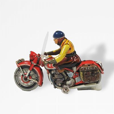 Giocattolo d'epoca, Moto TCO 59, carica a molla, Germania, 1950