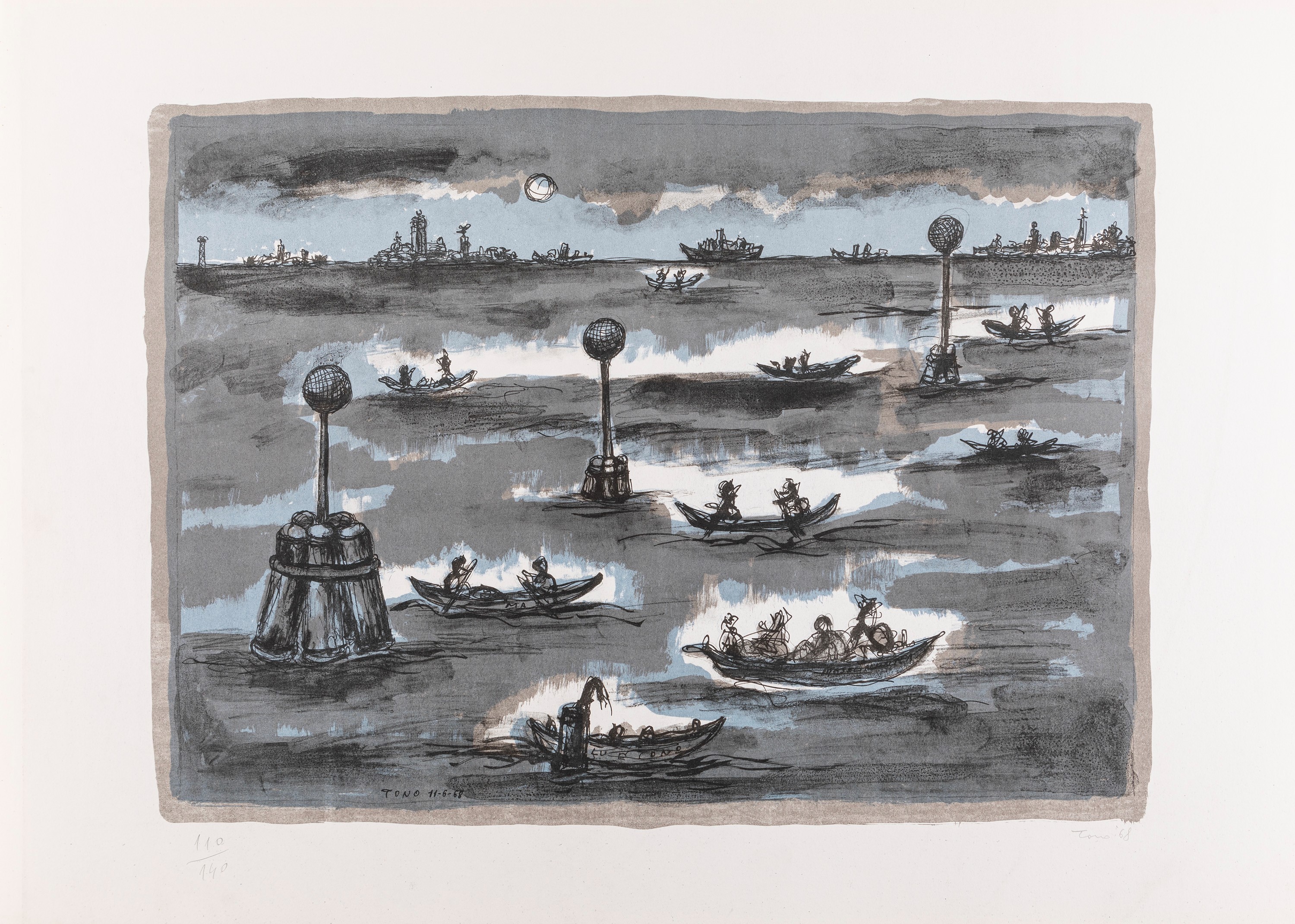 Lotto di 04 litografie a colori di varie misure, ess. 110/140