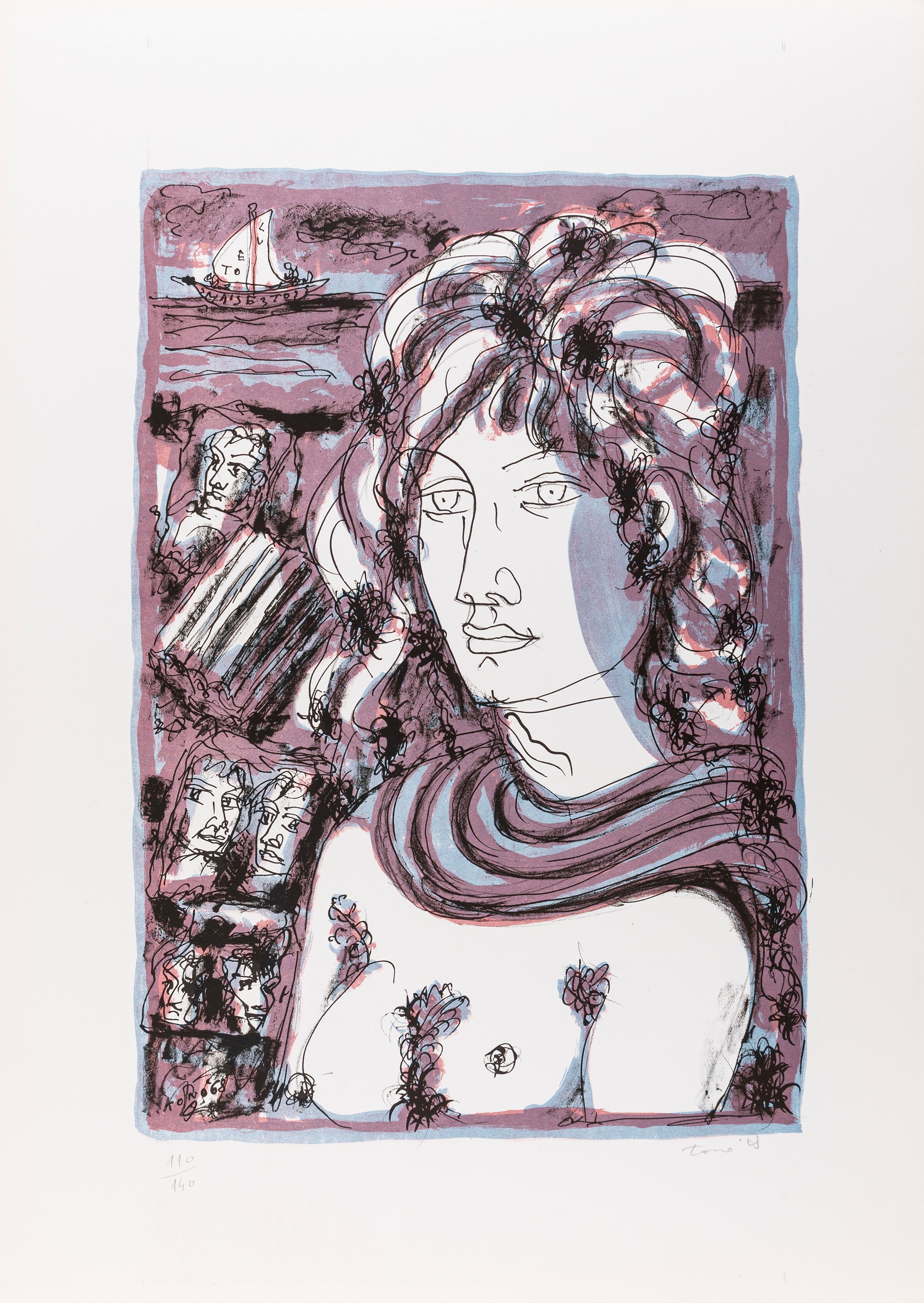 Lotto di 04 litografie a colori di varie misure, ess. 110/140