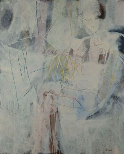 Composizione con figura, olio su tela