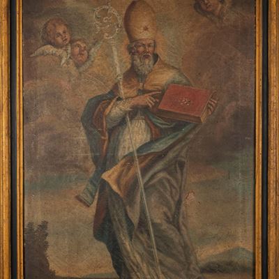 Santo Vescovo a Figura Intera in un Paesaggio (sant'agostino?)