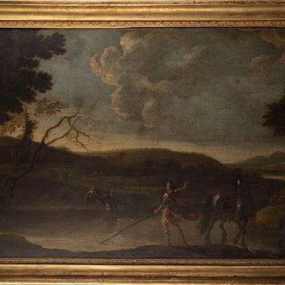 Paesaggio Fluviale con Due Soldati in Primo Piano