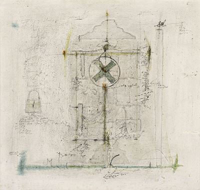 Segnale, tecnica mista su compensato, 1988