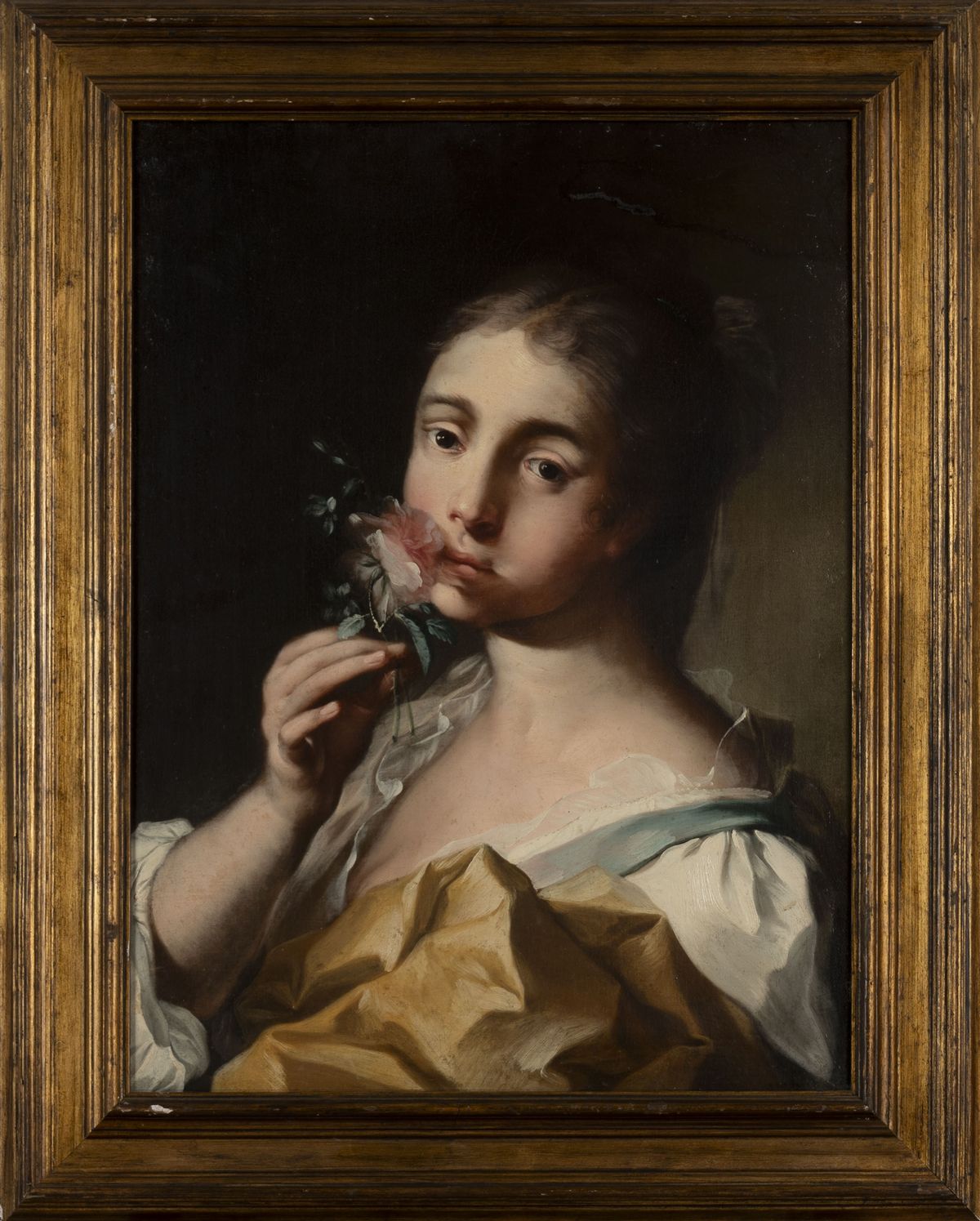 Scuola Dell'italia Settentrionale, Secolo XVIII - Anonimo, Ritratto di ragazza con rosa in mano, ...