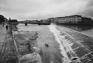 Man washing motorbike, Florence