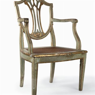 Poltrona in Legno Laccato e Dorato Luigi XVI, Secolo XVIII