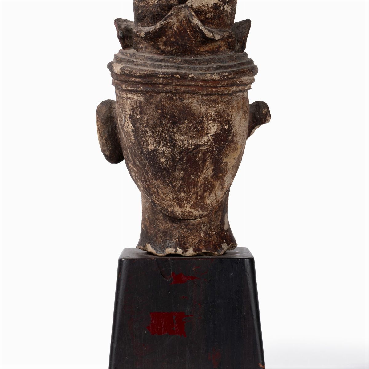 Scultura Etnica in Pietra con Tracce di Policromia