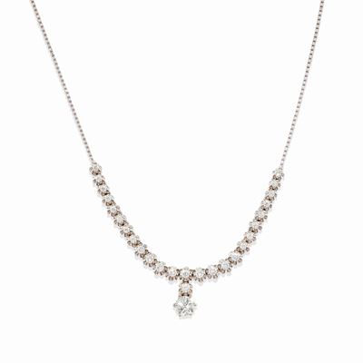 Collana con diamanti, oro bianco 18k