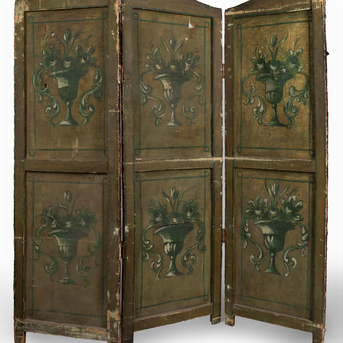 Paravento in Legno con Pannelli Dipinti su Tela, Venezia Secolo XVIII