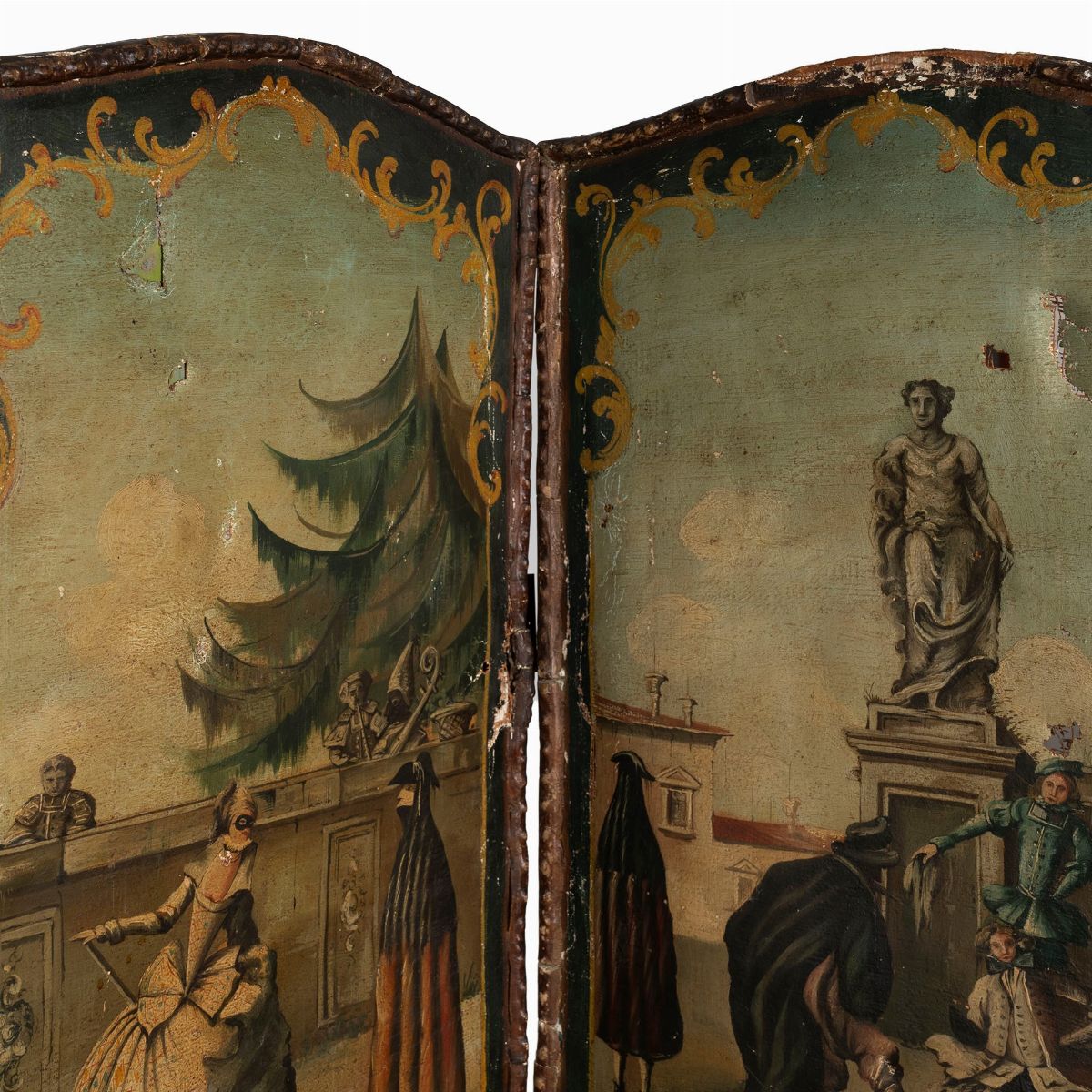 Paravento in Legno con Pannelli Dipinti su Tela, Venezia Secolo XVIII