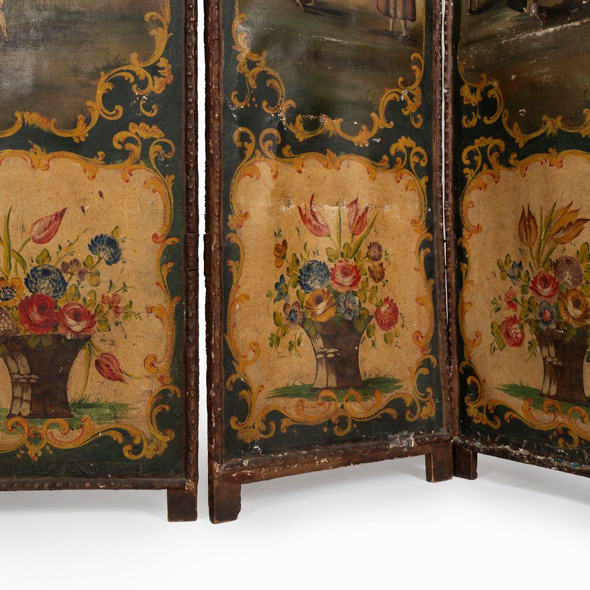Paravento in Legno con Pannelli Dipinti su Tela, Venezia Secolo XVIII