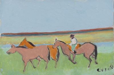 Cavalli, olio su tela, cm 20 x 30