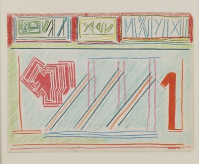 Composizione astratta (1966), pastelli su cartoncino