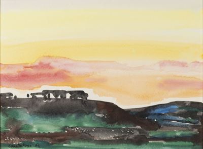 Paesaggio pugliese, acquarello su carta, 1964