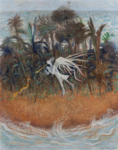 L'isola sacra, pastelli su carta