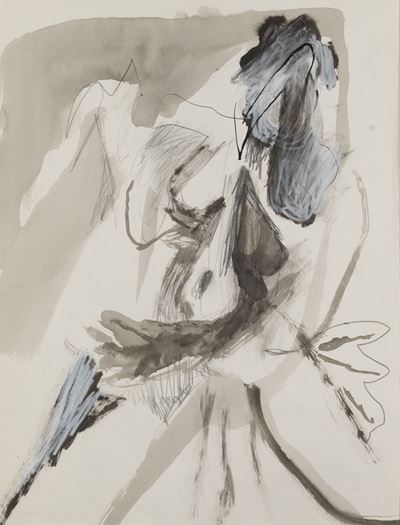 Figura femminile, tecnica mista su carta