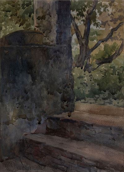 Angolo di villa, acquarello su cartoncino