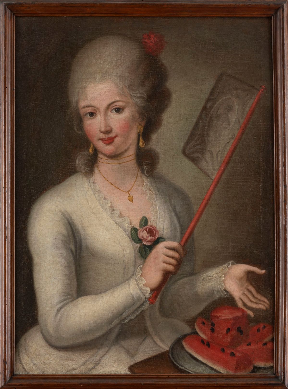 Scuola Italiana, Secolo XVIII - Autore anonimo, Due ritratti di giovinette a mezzo busto, olio su...