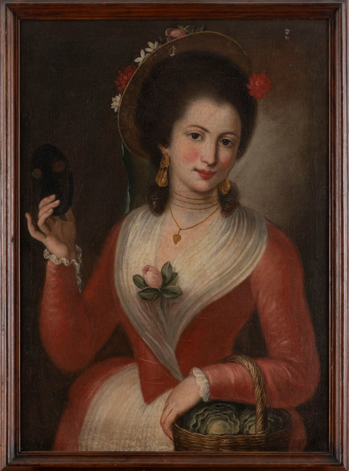 Scuola Italiana, Secolo XVIII - Autore anonimo, Due ritratti di giovinette a mezzo busto, olio su...