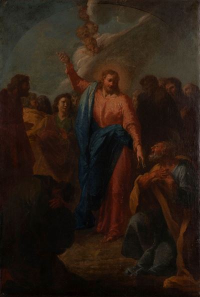 Autore anonimo, Consegna delle chiavi a San Pietro, olio su tela