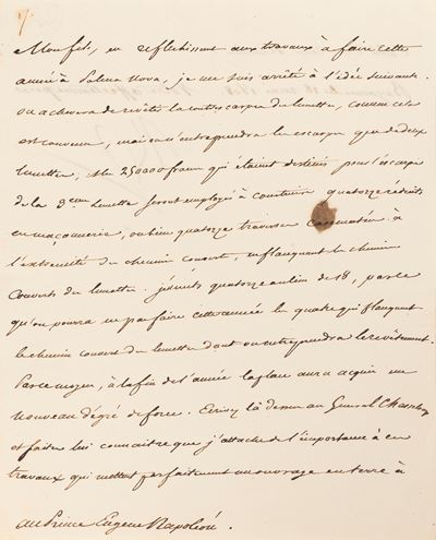 Lettera di Napoleone Bonaparte al Principe Eugenio