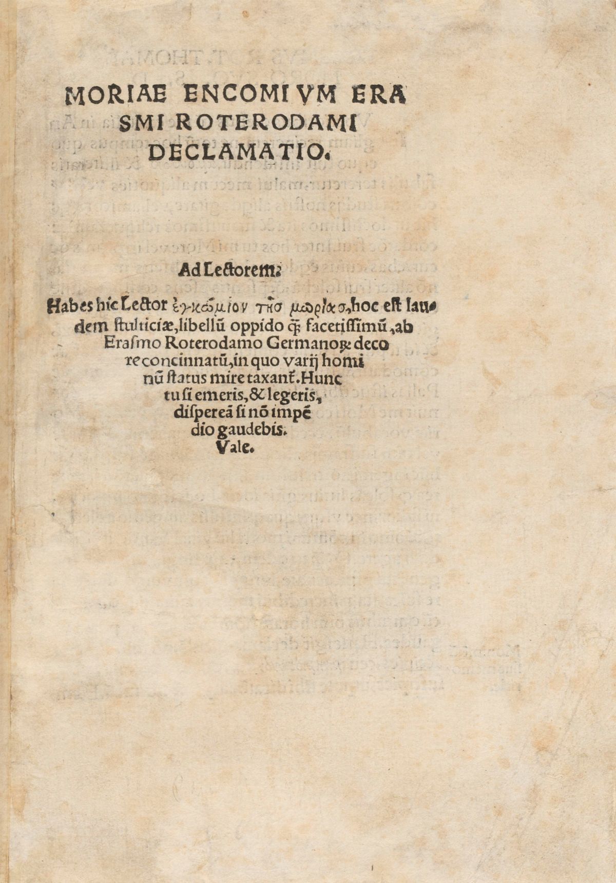 Erasmo da Rotterdam [erasmus, Desiderio] - Morum Encomiae [elogio della Follia]