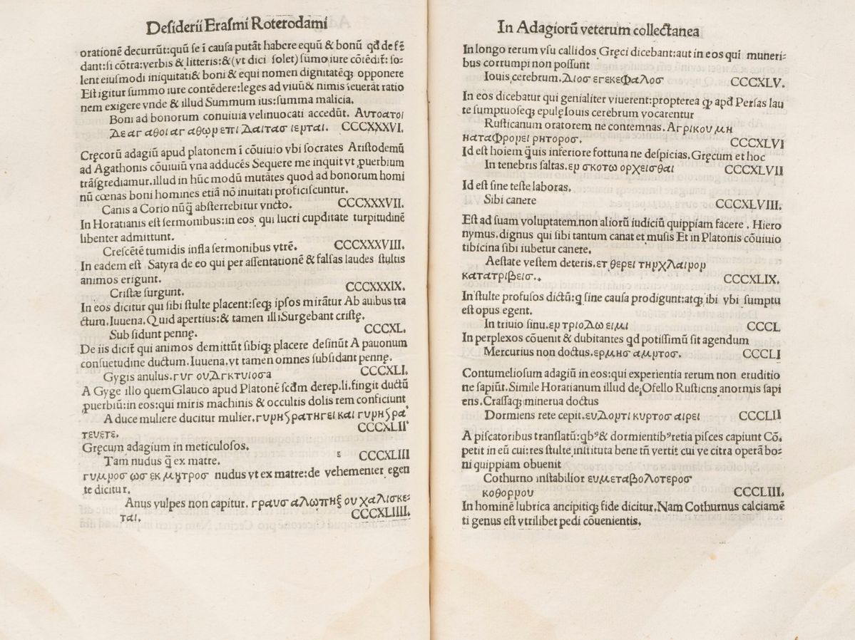 Erasmo da Rotterdam [erasmus, Desiderio] - [adagia] Veterum Maxime Insignium Paroemiarum. I. adag...