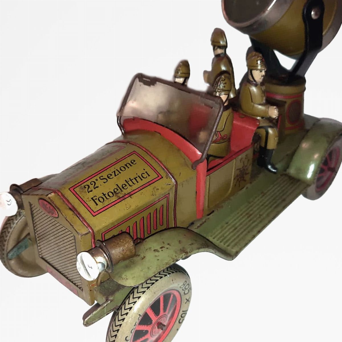 Ingap - Autocarro militare con lanterna, latta litografata, produzione italiana del 1938
