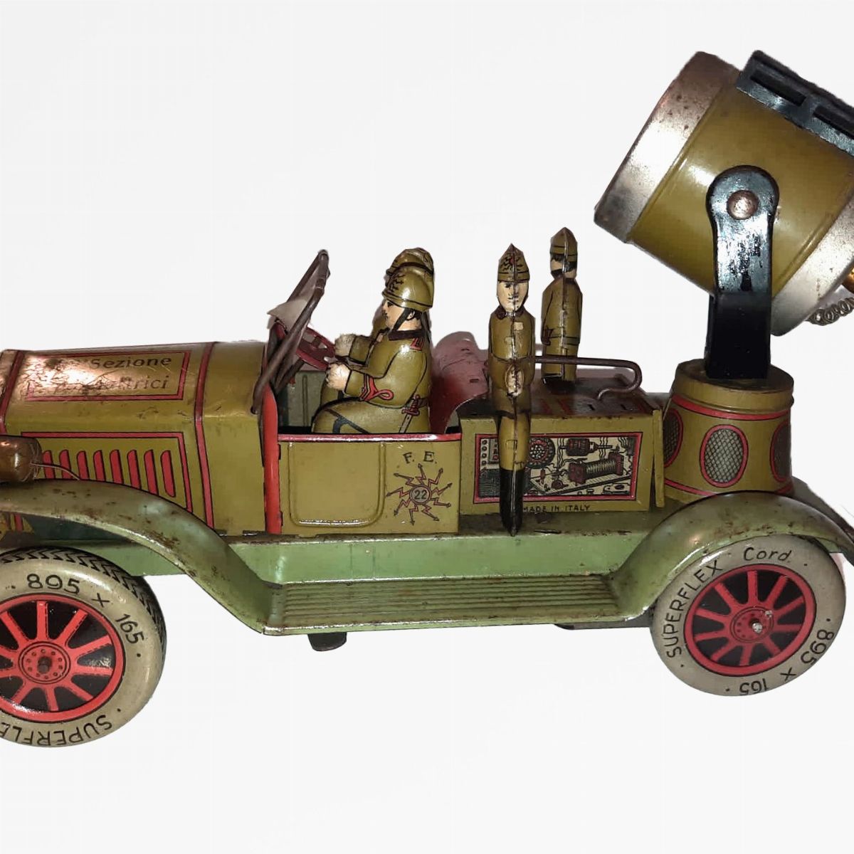 Ingap - Autocarro militare con lanterna, latta litografata, produzione italiana del 1938