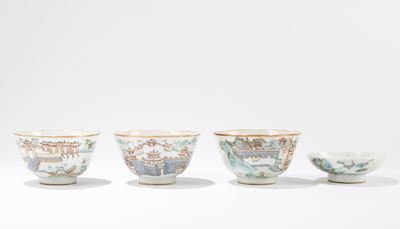 Cina, Ciotole in porcellana dipinte a mano con decorazioni di muraglie e paesaggi