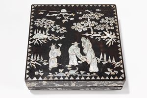 A rectangular laquer box. China, 20th c.